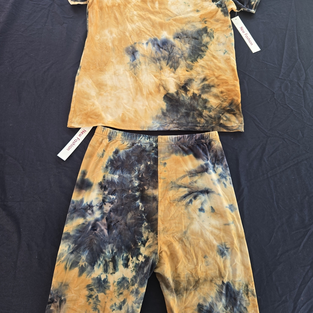 Tie-Dye Two-Piece Set - Mustard & Navy by